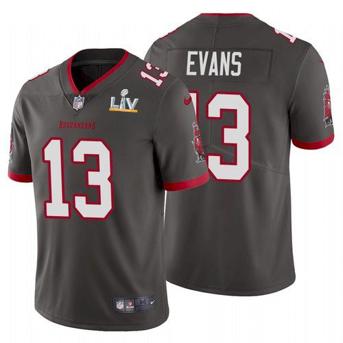 Men's Tampa Bay Buccaneers #13 Mike Evans Grey NFL 2021 Super Bowl LV Limited Stitched Jersey
